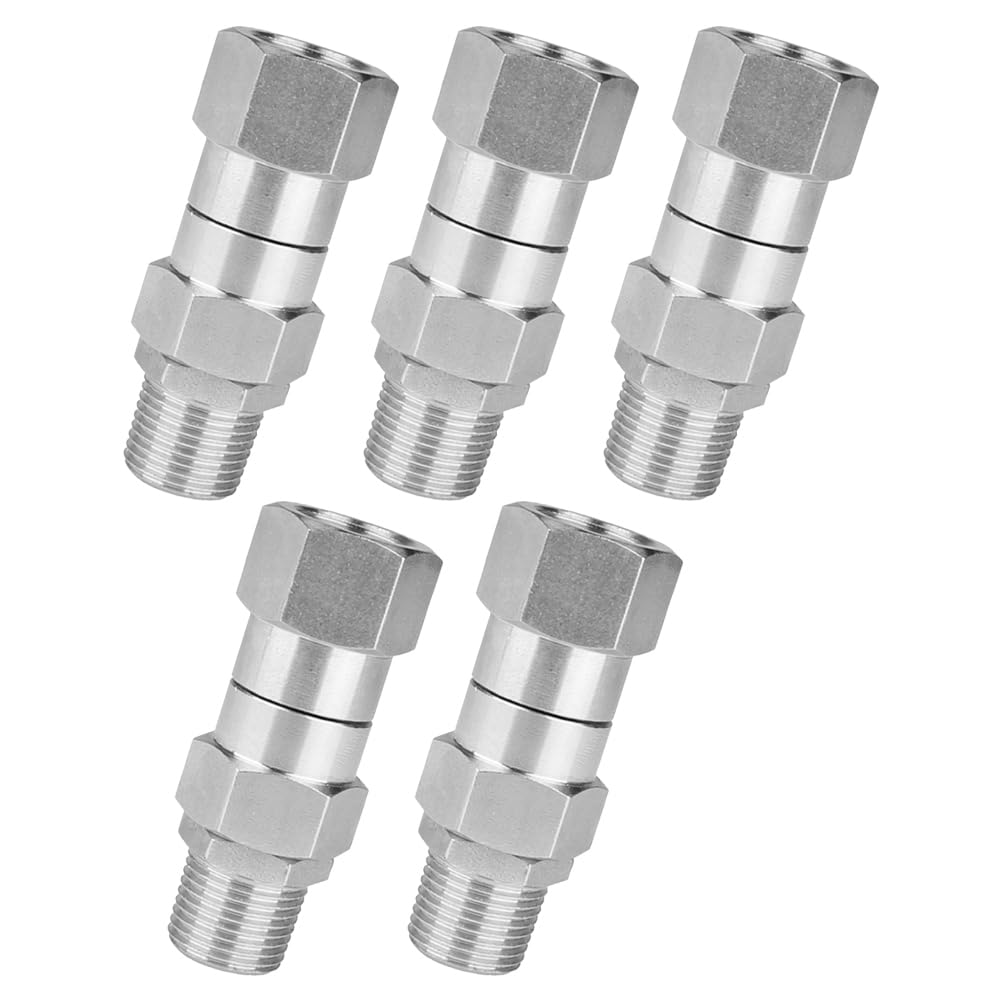 Jnchdghwa Silver 5X High Pressure Washer Swivel Joint 3/8 Inch Pressure Washer Hose Fittings 360 Degree Rotation Connector Car Washing