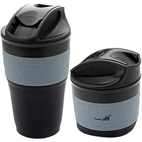 AceCamp Coffe Mug Travel Cups Reusable leakproof with lid, Foldable, BPA free, 355ml Cover