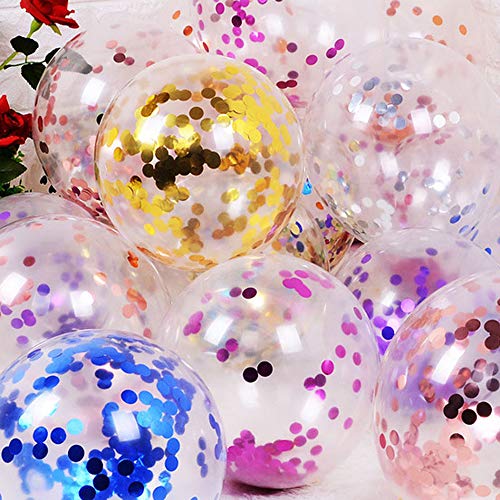 Image of Blue Confetti Balloons 12 inch, 50 Pcs Clear Balloons with Blue Confetti Glitter for Birthday Wedding Baby Shower Christmas Party Decoration