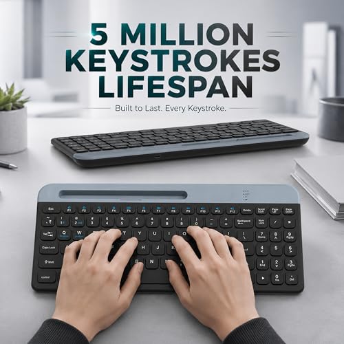 Image of Ant Master 55 Dual Mode Wireless Keyboard with Bluetooth & 2.4GHz, 96-Key Compact Layout, Rechargeable Battery, Water Resistant Membrane Keys, Compatible with Windows, Mac, Android & iOS - Black