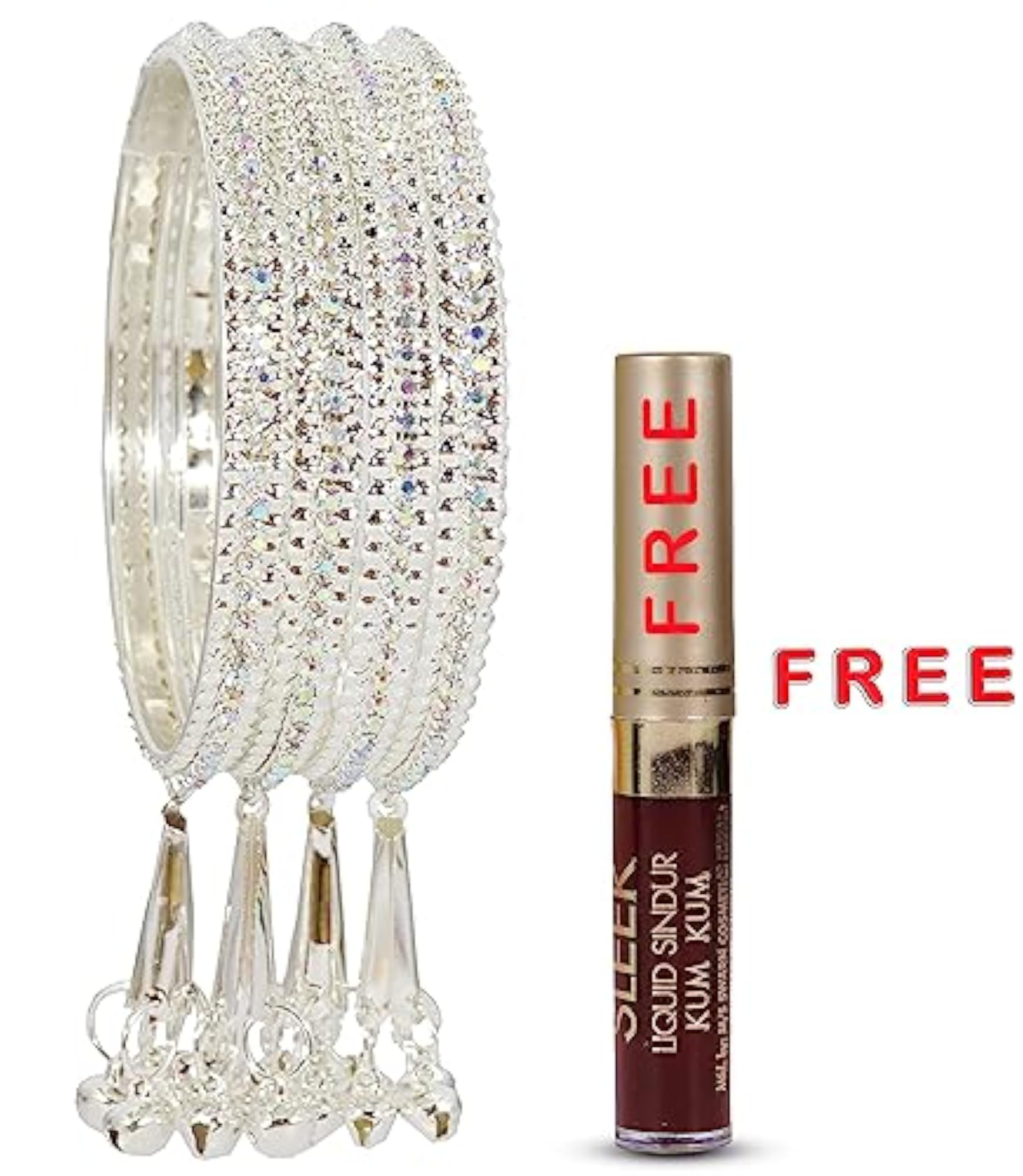 Zircon Gemstone Linked Traditional Bangles Set Pack Of 4