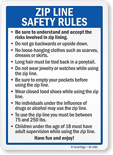 SmartSign "Zip Line Safety Rules" Sign | 10" x 14" Aluminum