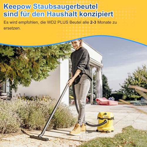 KEEPOW 6 Pack Kfi 357 Staubsaugerbeutel für Kärcher nass trockensauger WD 2 Plus, WD 3, WD 3 Akku, für Kärcher Staubsauger WD3 S, KWD1, KWD 2, KWD3, MV3, SE4001, SE4002,Ersetzt 2.863-314.0