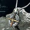 bahamut Greek Jewellery Star Compass Pendant Necklace for Men,Stainless Steel Protective Mens Jewelry (Golden star) #2