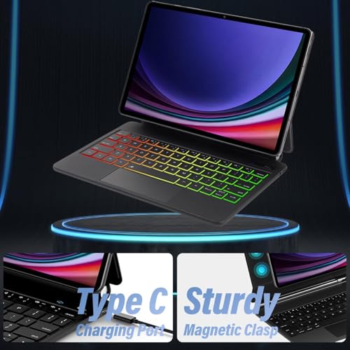Image of Touchpad Magic Keyboard Case for Samsung Galaxy Tab S9 FE 5G 10.9'', S9 /S8 /S7 11 Inch,Rainbow Backlit Magic Floating Cantilever Stand with Multi-Touch Trackpad (Magical, S9 11 inch)