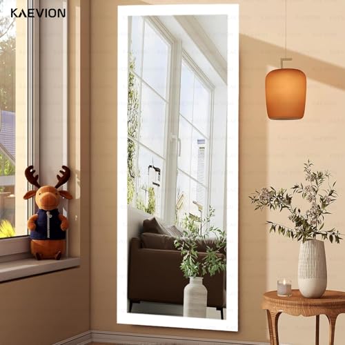 Image of White 5.25ft Wall Mount Rectangular Full Length Framed Water Proof PVC Wooden Frame Wall Hanging Full Body Vertical Wall Mirror for Home Decor, Living Room, Bedroom