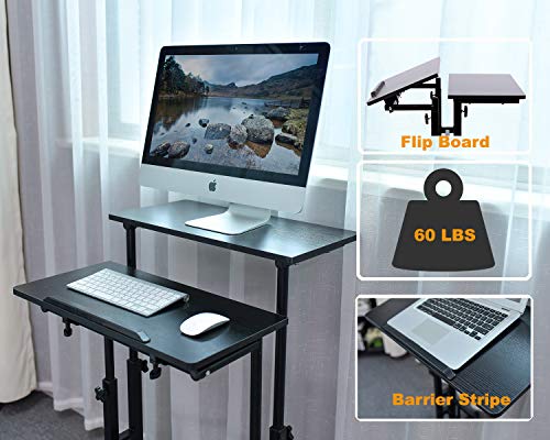 Aiz VC-ZS101-1B Mobile Standing Desk, Adjustable Computer Desk Rolling Laptop Cart thumb #6