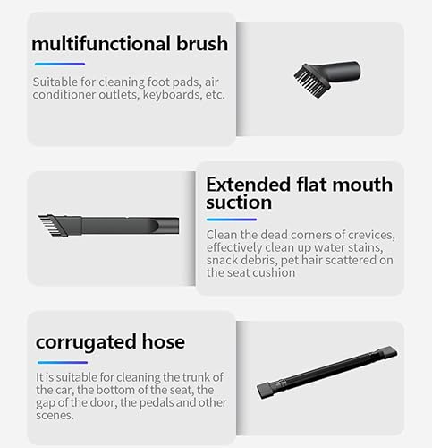 Miniatura 7 de Aspiradora inalámbrica recargable, aspiradora vertical de succión de 12000 pa con filtro lavable, 30 minutos de tiempo de funcionamiento, aspiradora