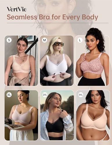 Image of Vertvie Wireless Bras Women Seamless Jelly Supportive Mesh Crossover Bra No Underwire Push Up Full Coverage T-Shirt Bralette