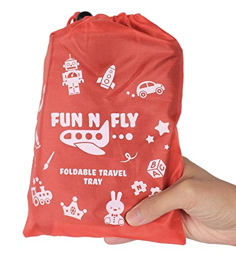 Fun N Fly Foldable Travel Tray - Blue Red Portable Durable Kids, Toddler, Baby Play Space and Snack Desk for Airplane Travel by FunnFly