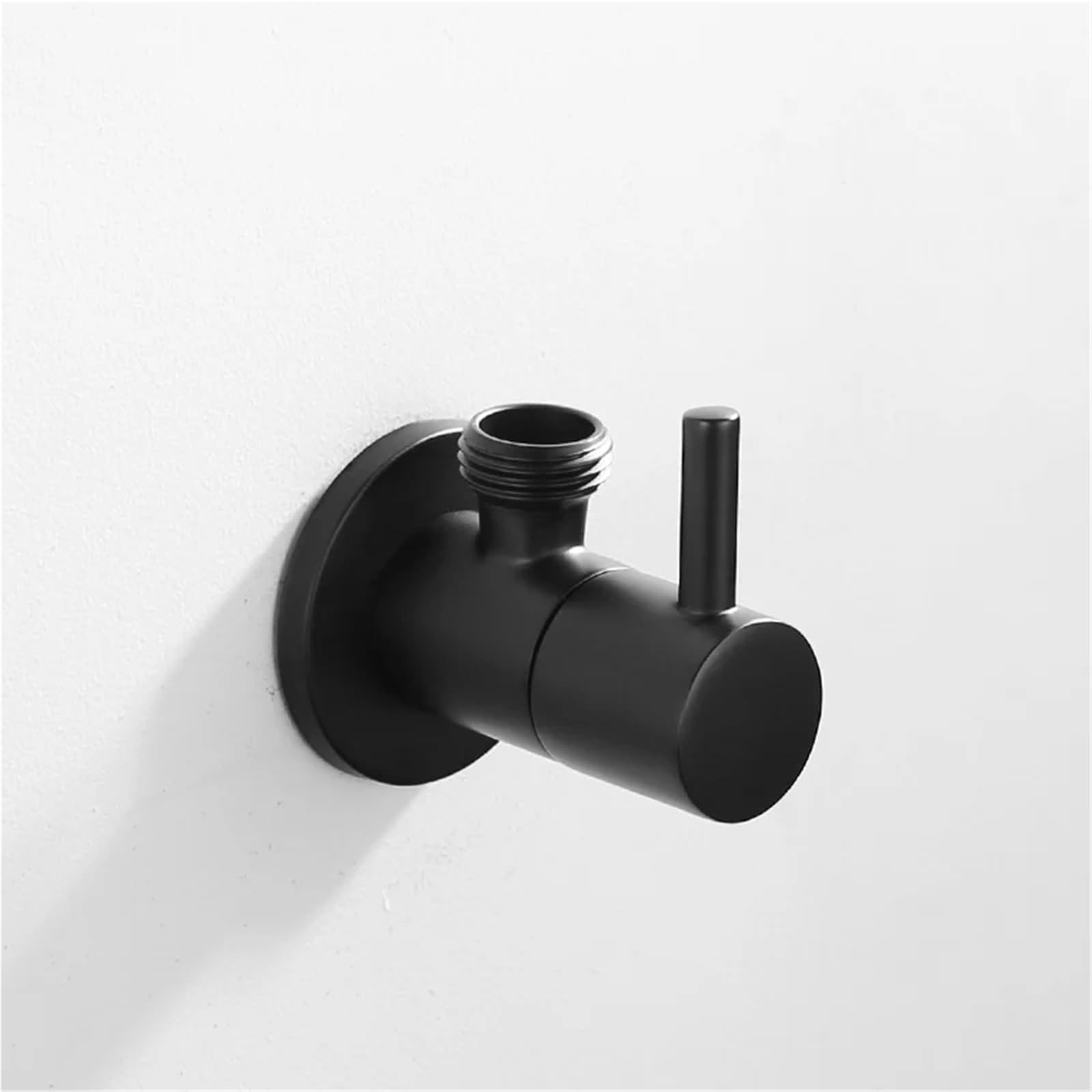 Rubinetto angolare Nero Opaco, Raccordo di Ingresso Acqua e Rubinetto Rotondo intercettazione, Attacco G1/2", Accessori for Bagno Cucina(Black 4 Pieces)