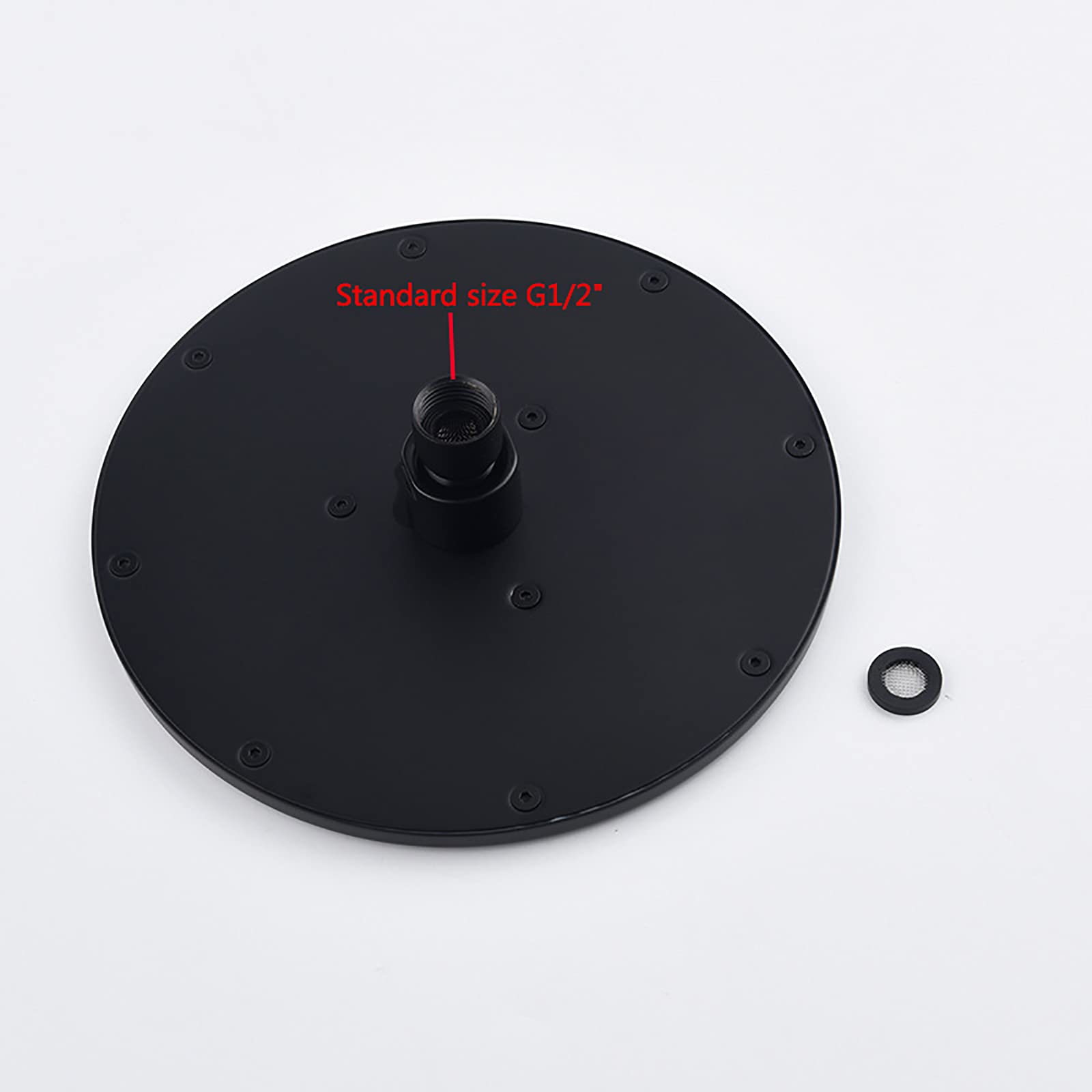 Alcachofa de Ducha Negro Cabezal de Ducha Lluvia de Alta Presión Latón Alcachofas Fijas para Ducha Ronda Ajustable Rociador Ducha Efecto Lluvia, Rosca Universal G1 / 2'',8 Inch