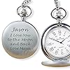 Personalised Pocket Watch for Him Men Husband Father Best Man Groomsman Usher Grandpa Daddy Dad Personalised Gift for Anniversary Birthday Christmas Fathers Day Wedding Valentines Day Xmas (Silver) #1