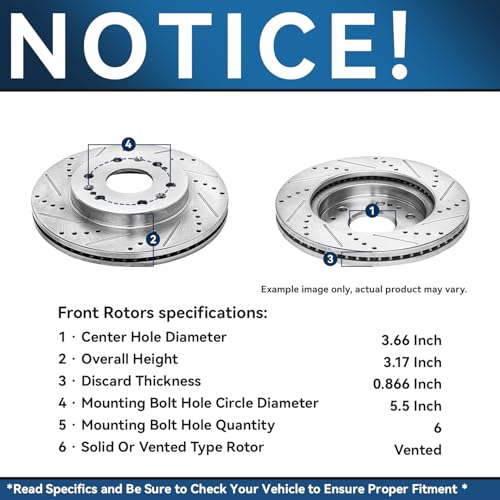 Image of Detroit Axle - Front Brake Kit for Chevy GMC Silverado Suburban Express | Sierra Savana Yukon XL 1500 Cadillac Escalade ESV EXT XTS Drilled & Slotted Brake Rotors Ceramic Brakes Pads: 12.99'' inch