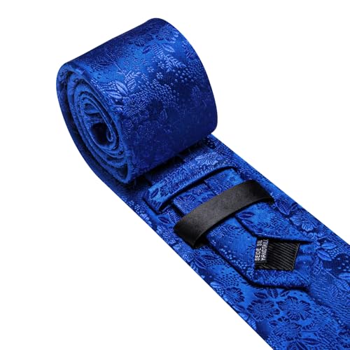 Image of Barry.Wang Flower Ties for Men Handkerchief Cufflinks Set Wedding Necktie Set Party