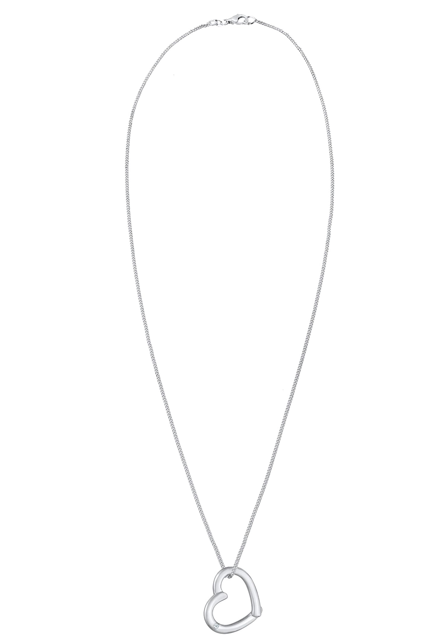 Elli DIAMONDS Halskette Damen Herz Anhänger Liebe Elegant mit Diamant (0.015 ct.) in 925 Sterling Silber