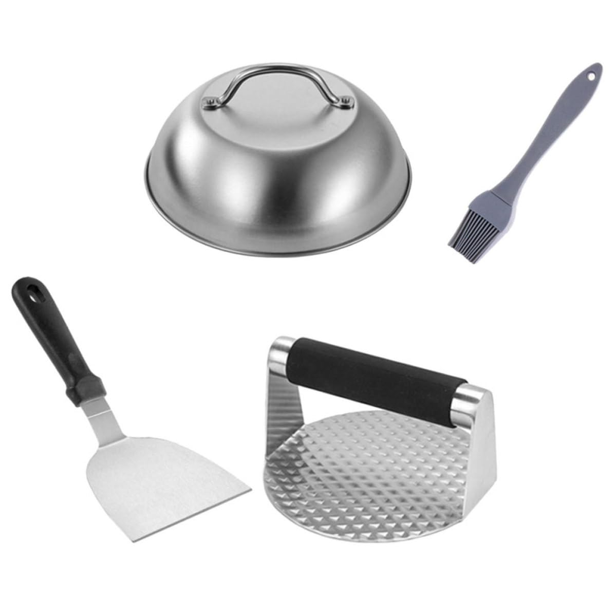 Presse à hamburger en acier inoxydable robuste avec spatule intégrée