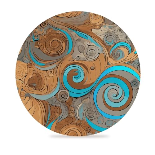 Dessous de Verre, Lot de 6 sous Verre Flots avec Support, Dos en Liège, Absorbants Coaster en Céramique Antidérapants pour Bar Bureau Décoration Maison