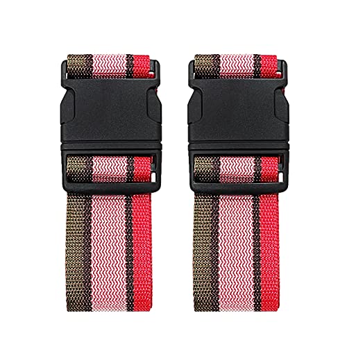 2 Pack Luggage Straps, Bright Colors Adjustable Suitcase Belts with Quick Release Buckle (GreyPink)