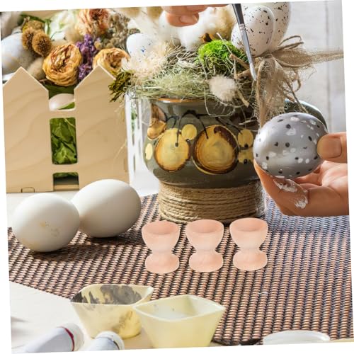 Cabilock 12 Stück Teiliges Set Unvollendete Holz Eierbecher zum Bemalen Natürliche DIY Holz Eierständer für Vielseitig Nutzbar als Eierhalter für Küche Restaurant und Osterdekoration – Bild 6