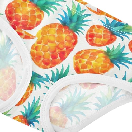 Joisal Cotton Girls Underwear Toddlers Watercolor Pineapples White Girl Panties Cute Stylish Kids Briefs Undies 2t4