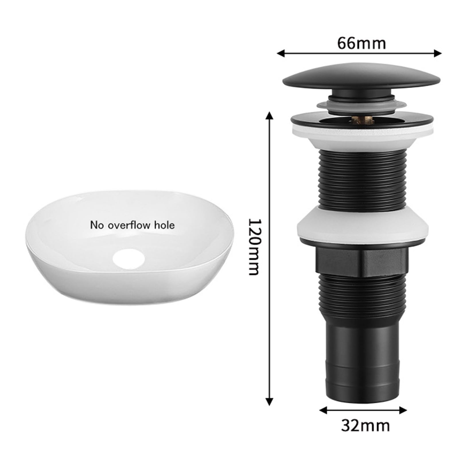 VáLvula Para Lavabo Clic Clac Valvula Desague Lavabo Para BañO Valvula Lavabo Universal Drenaje De Rebote A Presión Totalmente De Cobre,negro,Sin Agujero De Desbordamiento