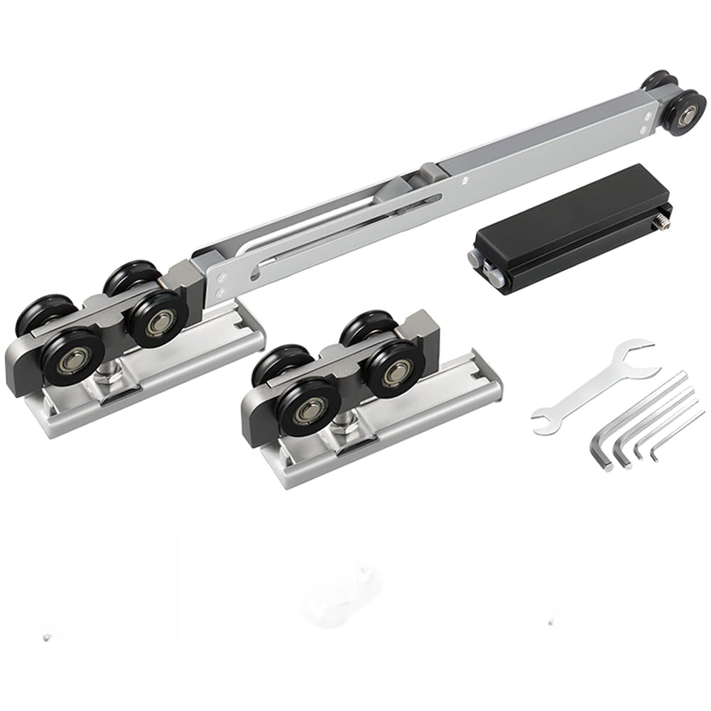 Poche dissimulée robuste pour rail de porte, double rail coulissant tampon, fonctionnement fluide, kit réglable en nylon et aluminium