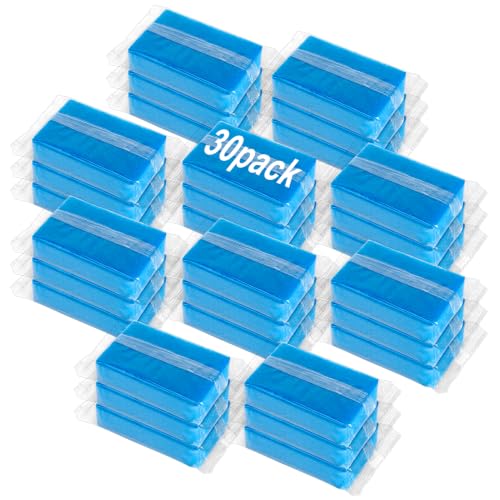 Image of 30 Pcs Individually Wrapped Sponges for Airbnb Apartment Blue | Uncompressed Non Scratch Scrouing Sponges for Household Cleaning Dishes Kitchen Car Bike
