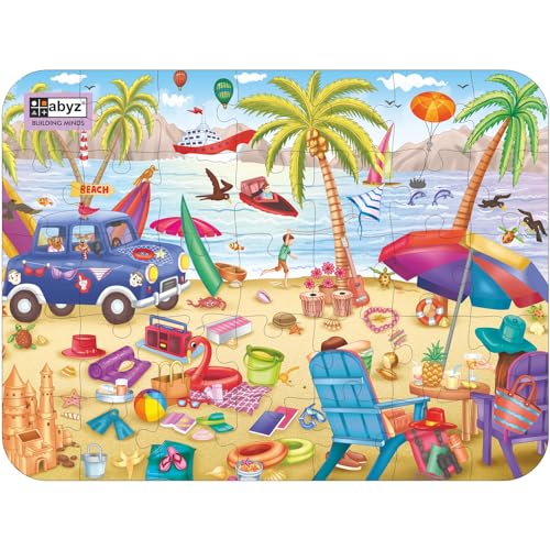 Image of ABYZ Wooden Jigsaw Beach House Puzzles 35pcs for Kids of Age 4-6 Years