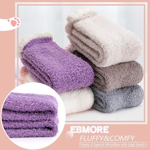 Image of EBMORE Womens Fuzzy Socks Fleece Fluffy Cabin Plush Warm Sleep Soft Cozy Winter Adult Socks