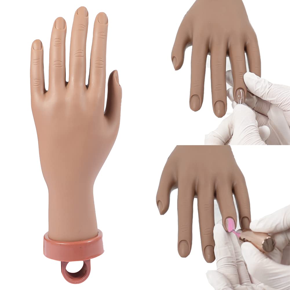 Sonnet Fake Hand Nail Hand Practice Acrylic Nails Practice Hands Flexible Rubber Training Hand Manicure Supply Tools Nail Accessories for Nail Practice/Trainning/Display (Dark hand)1