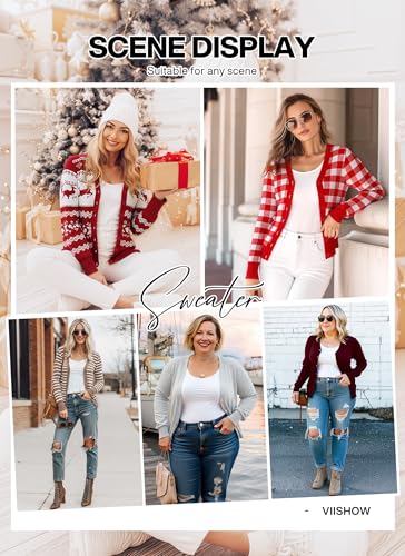 VIISHOW Women's V Neck Button Down Knitwear Long Sleeve Soft Basic Knit Cardigan Sweater2