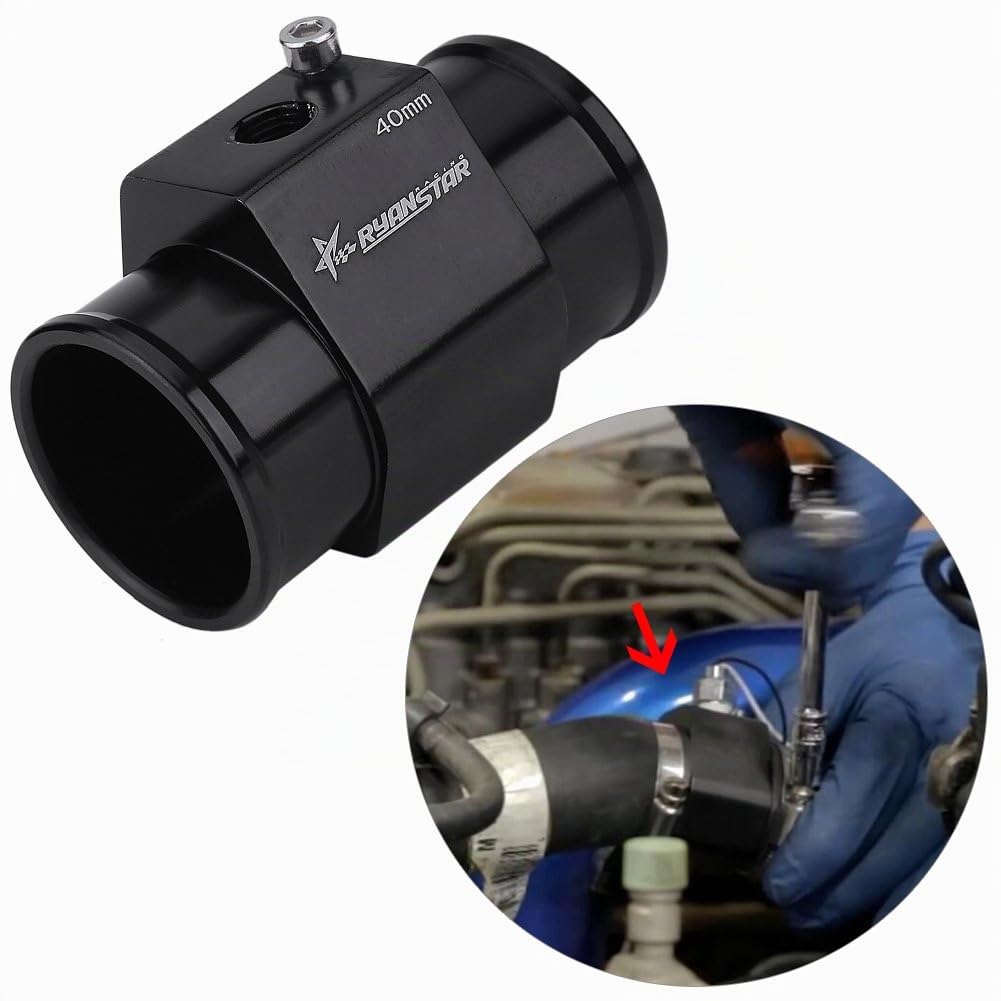 Adaptador del sensor de temperatura Tubo de junta de temperatura del agua del coche de 32 mm, Adaptador de indicador de temperatura de aleación de aluminio(36mm)