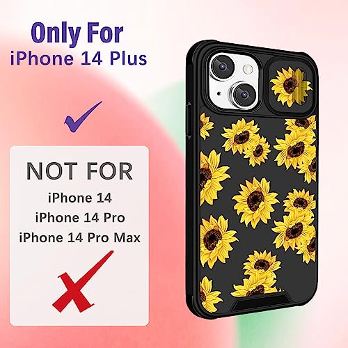 Image of Funermei (2in1 for iPhone 14 Plus Phone Case for Women Sunflower Cute Girls Cover Floral Flowers Girly Pretty Aesthetic Sun Flower Design with Camera Cover Funda for Apple for iPhone 14 Plus Case