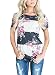 CEASIKERY Women's Blouse 3/4 Sleeve Floral Print T-Shirt Comfy Casual Tops For Women,Short Sleeve Pink,(US 12-14) Large