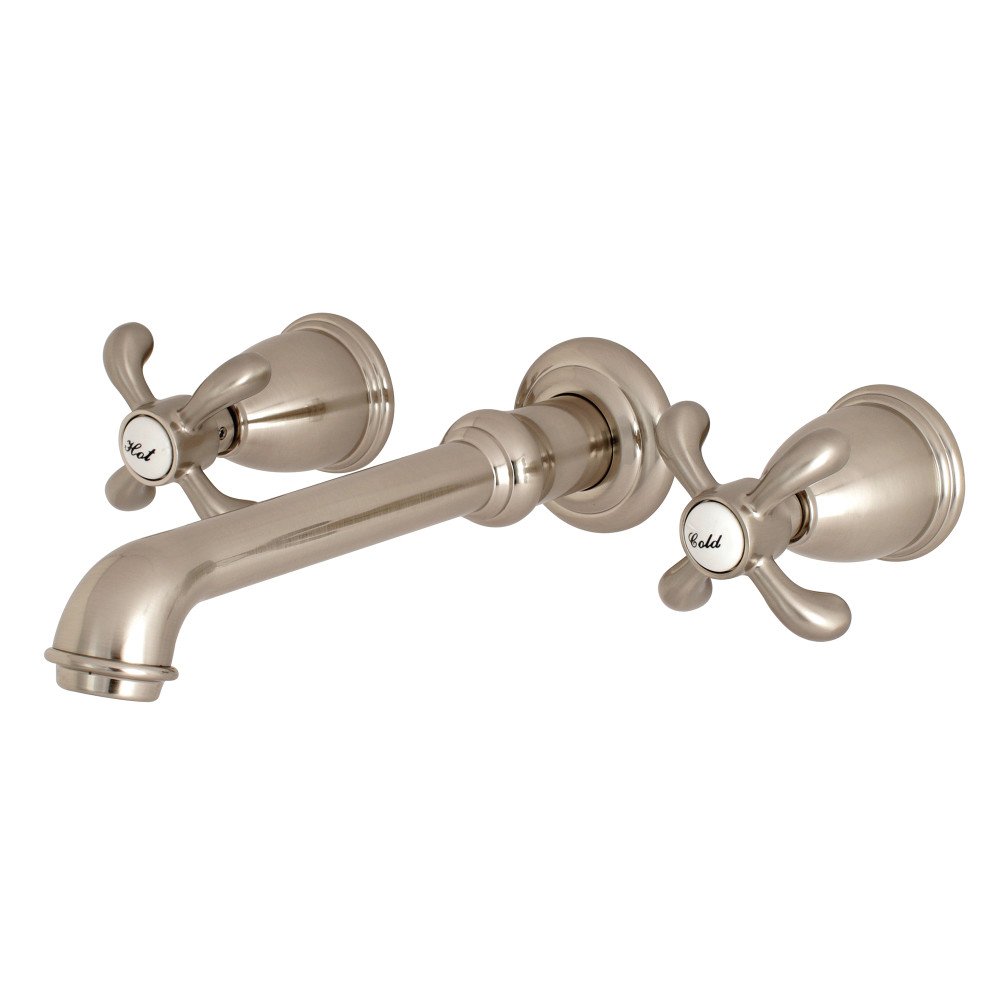 Kingston Brass KS7028NL Badewannenfüller Aus Messing – Gebürstetes Nickel, 26,4 Cm Auslauf, Wandmontage, Mit ADA-konformen Griffen