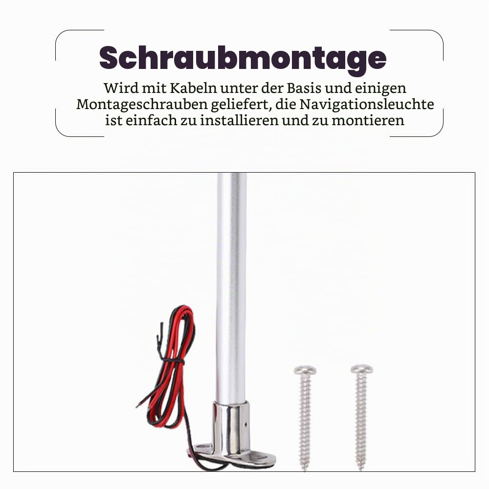Navigationslicht, 12V-24V Positionslichter Boot, 12 Zoll Rundumlicht Boot, Ankerlicht für Fischerboote, 2NM Betrachtungsentfernung, für Boote 12 m/39,4 Fuß Unten