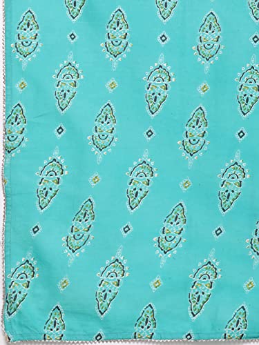 Kurta ample coton ensemble femme bleu turquoise vêtement confort XL