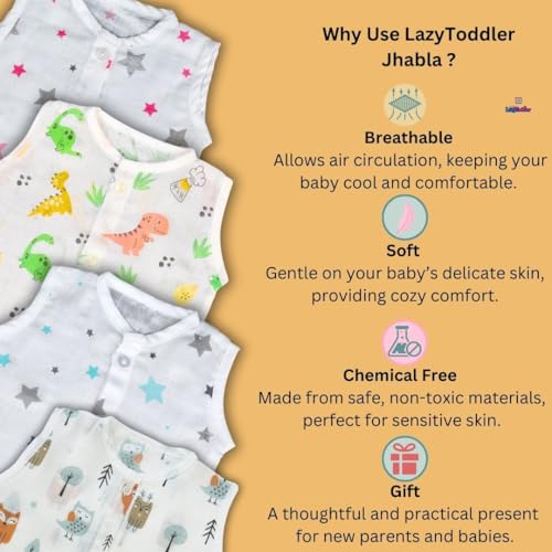 Image of Cotton Muslin Sleeveless Jhabla Set for Newborn Boys & Girls Comfortable Baby Clothes - Pack of 4