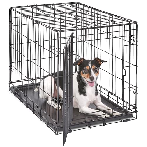 MidWest Homes for Pets Gabbia per cani iCrate a porta singola, lunga 76,2 cm, con vaschetta a tenuta stagna, piedini protettivi, pannello divisorio e caratteristiche brevettate, nero, mod. 1530