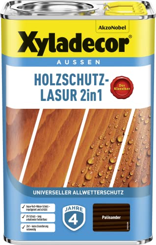 Xyladecor Holzschutz-Lasur 2in1, Universeller Allwetter-Schutz – Der Klassiker, Palisander, 4 l