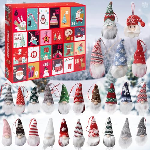 Christmas Gnome Advent Calendar 2025,Gonk Advent Calendar 2025,24 Days Christmas Gnome Advent Calendars with 24 Handmade Hanging Plush Gonks Decorations,Countdown Calendars Gifts