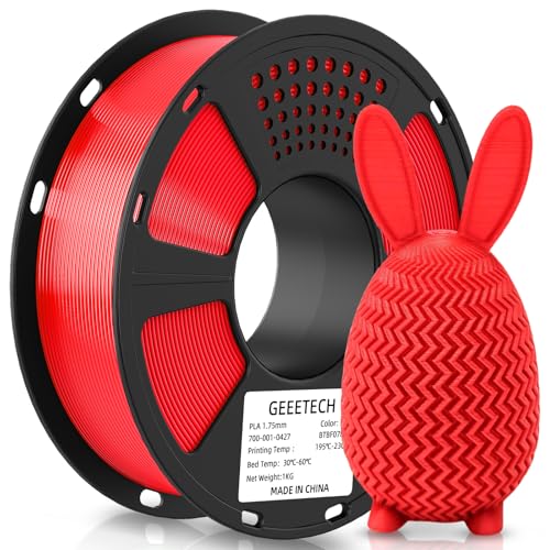 PLA Filament 1.75mm GEEETECH New 3D Printing Filament PLA for 3D Printer and 3D Pen 1kg 1 Spool (AA-Red)