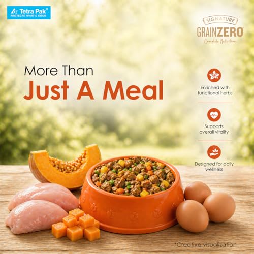 Image of Grain Zero Dog Fresh Food Tetra Pak Real Chicken, Egg & Pumpkin, for Adult & Puppy, 350g | Supports Joint & Health | Immune System | Anti Inflammatory Properties | Ready to Serve | One Pack One Meal