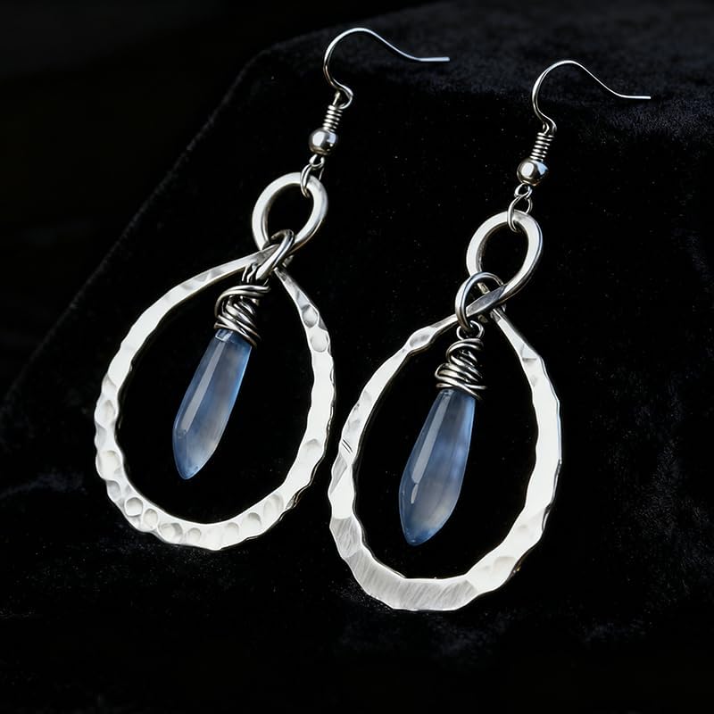 Miniatura 4 de Aretes vintage de piedra lunar para mujer, joyería étnica bohemia, estilo bohemio único