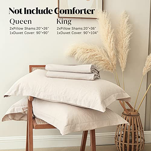 Cozydh Duvet Cover King Size - Belgian Linen Cotton Blend Summer Linen Duvet Cover Set, 3 Pieces Soft Lightweight Bedding Set With Zipper Closure 8 Ties For All Season(Linen, 104X90,No Comforter) #TOP5