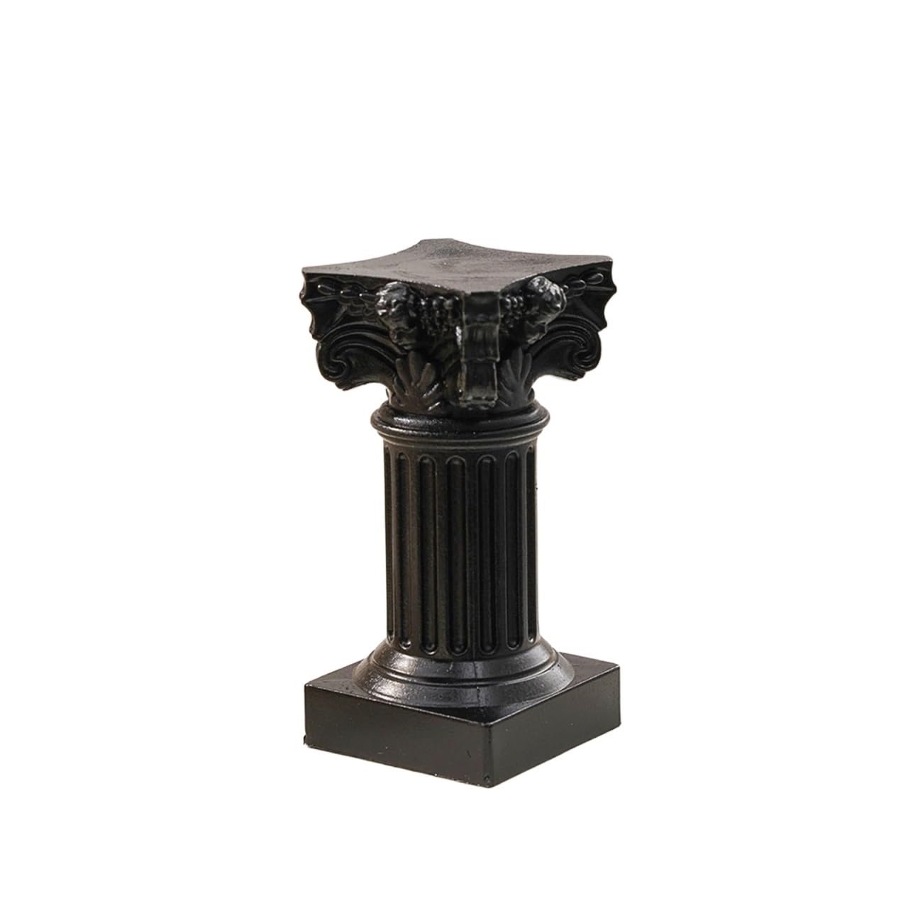 ADERFETBI Candle Holder Retro Roman Column Candlestick Desktop Decoration Ornaments Plastic Black White Gold Candle Holder Decorate Candlestick(B)