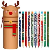 Radierbaren Gelstiften 2-in-1 Kawaii Silikon Federmäppchen,mit wärmeempfindlicher Tinte - Weiche Stiftetasche mit Reißverschluss & Hitzeempfindliche Stifte - 0,7 mm (C)