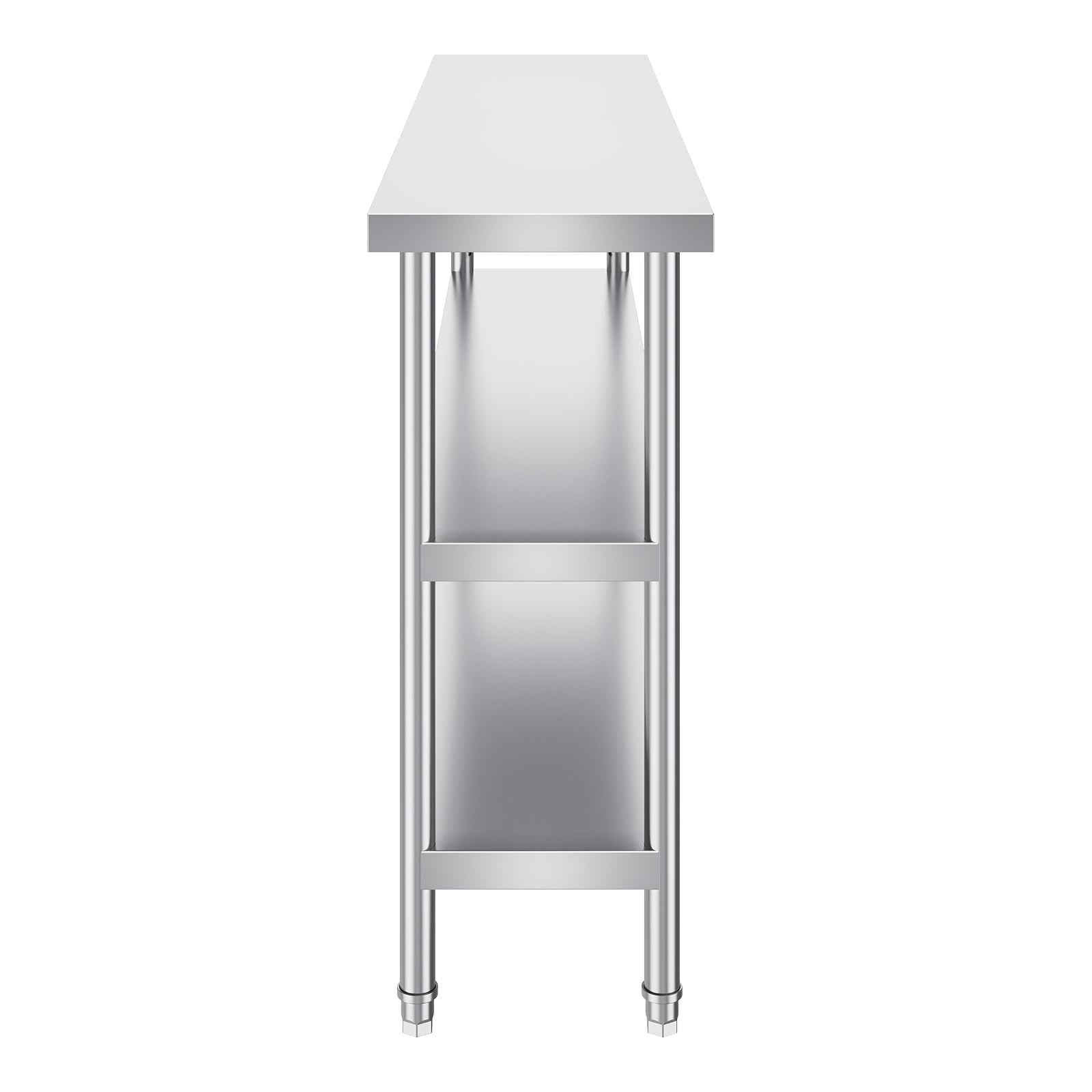 VEVOR mesa de Preparación de Alimentos 356x1524x864 mm Trabajo de Cocina Comercial Acero Inoxidable 2 Estantes Inferiores Ajustables Parrilla, Cocina, Hogar