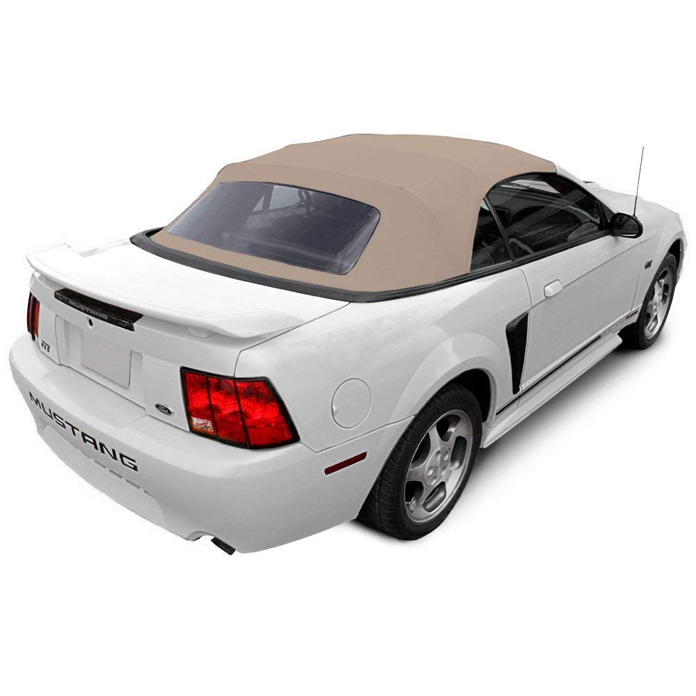Convertible Soft Top For 1994-2004 Ford Mustang – Tan Sailcloth Vinyl With Plastic Window